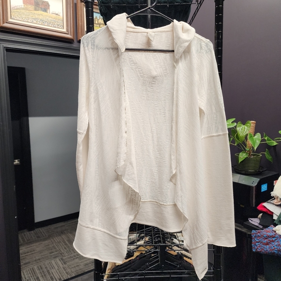 Prana Sweaters - PRANA Graceful Open Front Hooded Lightweight Cardigan Cream XS